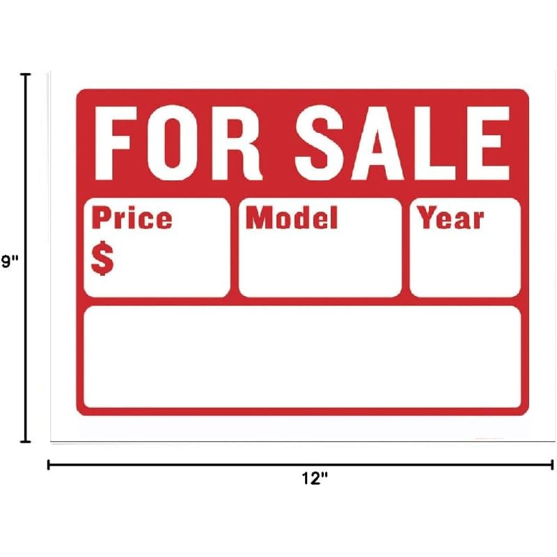 Car for Sale Sign for Auto Sales - 9" x