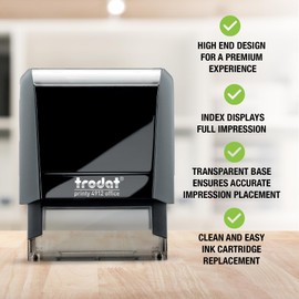 Trodat Stamp 4912 Office Printy with English Text Approved – Self Inking, Red and Blue Ink, Impression Size 3/4" x 1-7/8"