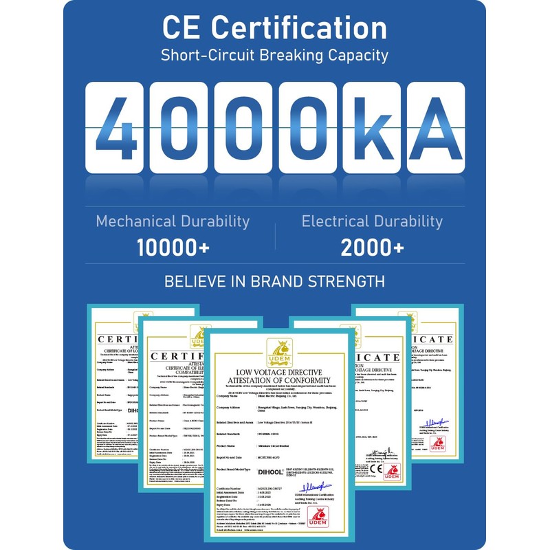 DIHOOL DC Circuit Breaker, Non Polarized, 15 Amp, 2 Pole,