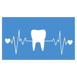 EZ-STIK Tooth Heartbeat lifelineI257 8" Wide Sticker Decal Dentist Hygienist