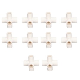 10 Pcs PVC Pipe Fitting 20mm 0.8in 5 Way Right 90 Degree Angle 3 Dimensional Elbow Pipe Connector for Water Pipes Furniture Greenhouse Indoor Outdoor (White)