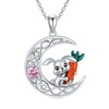 LONAGO Bunny Necklace Moon Pendant Necklace Silver Rabbit Crescent Necklace