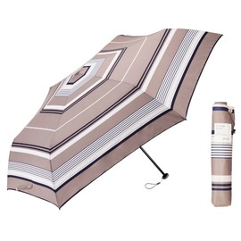 Waterfront U360-0871BR1-B0 Umbulatio Series Folding Umbrella, Handy Roof Folding, Multi-Border, Dry Brown, 23.6 inches (60 cm), Lightweight and Secure Size, Lightweight 5.1 oz (145 g), Water