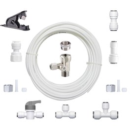 Refrigerator Water Line Kit Connection and 1/4 Compression Ice Maker Installation Kit,O.D. 25 FT Water Tubing with Feed Water Adapter and Quick Fittings for RO Filter System