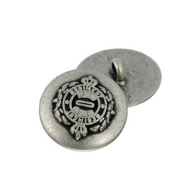 Mibo 8 piezas de botón de zinc fundido a presión, regimiento militar con emblema de corona, 32 L (20 mm), plata antigua