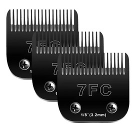 7F Blades Dog Grooming Blades Compatible with Andis/Oster A5/Wahl KM-10 Series Dog Clippers,Detachable Clipper Replacement Blade,Black (7FC/3PCS)