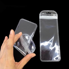 WACCOMT Pack 100pcs Hanging Jewelry Organizer Self Sealing Bag with Hang Hole Clear Plastic Hanging Bags Resealable Jewelry Packaging Pouch for Zip Storage Small Items Lock Decoration (2.36x7.28 inch)