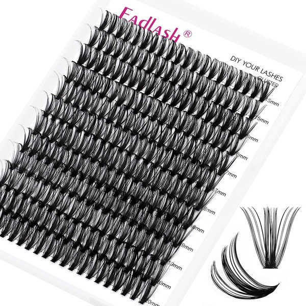 Fadlash Cluster Eyelash Extensions, Individual Eyelashes, 50D 0.07 D Curl,