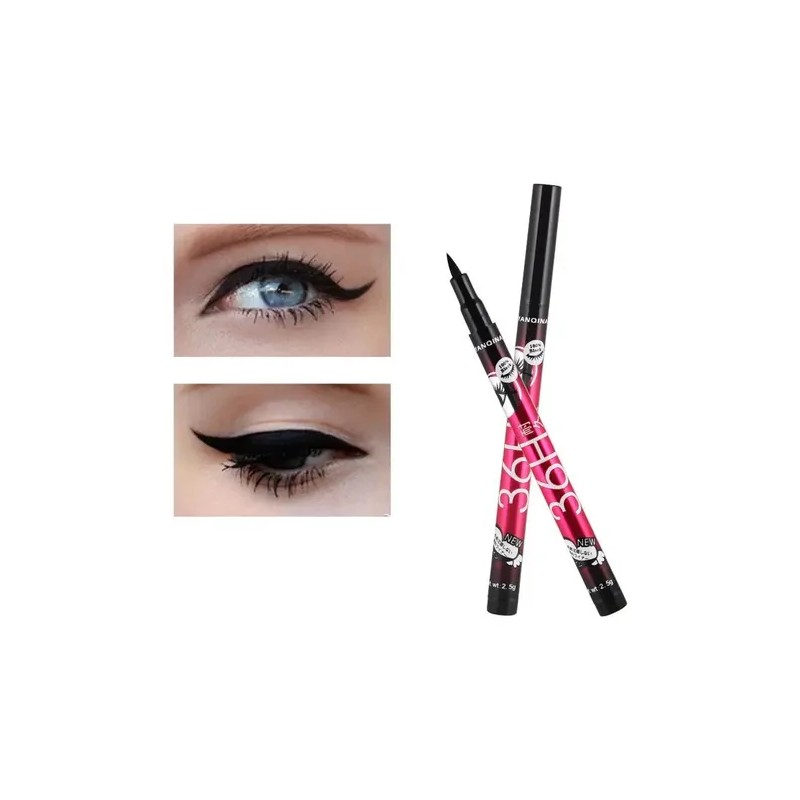 Delineador 36h Para Ojo Plumón Negro Maquillaje 6 Piezas