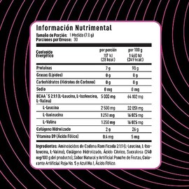 Limit-X Nutrition Sexy BCAA, Electrolitos en polvo a base de Aminoácidos BCAA`S 2:1:1, Colágeno Hidrolizado y Ácido Fólico Vitamina B9 | 240 gramos | 30 porciones (Ponche de Frutas)