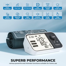 Blood Pressure Monitor Upper Arm Digital Blood Pressure Monitors for Home Use Blood Pressure Monitor with Voice Large Display 2x120 Reading Memory 8.7"-16.5" Arm Cuff with Storage Bag
