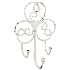 Macosa SA81254 Nostalgic 3 Hooks Vintage Antique White Metal Decorative Hooks Shabby Chic Wall Hooks Coat Hooks Wall Decoration Kitchen Hooks