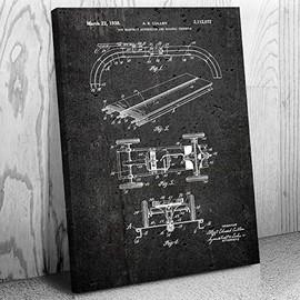 Patent Earth RC Slot Car Canvas Print, RC Racer Gift, Hobby Shop Art, Hobbyist Gifts, Toy Store Decor, Model Maker Gift, Retro RC Car Dark Concrete (12 inch x 16 inch)