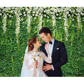 Greenery Backdrop Wall with Flowers for Party Spring Green Leaves Grass Wall Photography Background Baby Shower Birthday Wedding Party Backdrops Photo Studio Props 10x8ft