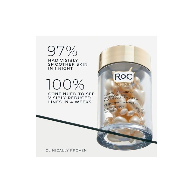 RoC Retinol Correxion Line Smoothing Night Retinol Serum, 80 Capsules