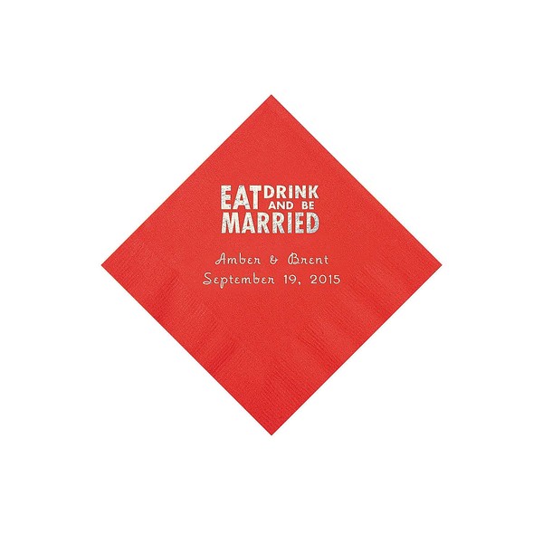 Fun Express Red Eat Drink and Be Married Napkins with