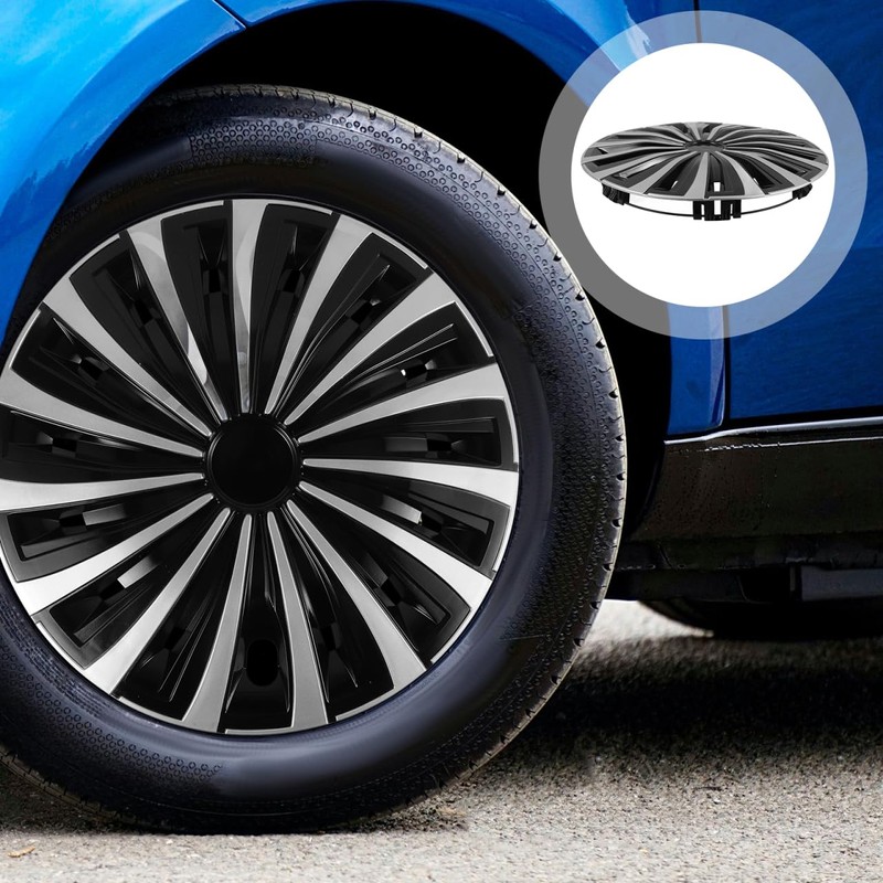 GLEAVI 12 Wheel Caps Wheel Covers: Decorative Black Wheel Hub