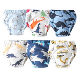 6-Pack Boys Training Underwear Cotton Waterproof Toddler Underpants Soft Potty Training Panties 6-Layers Breathable Children Pee Assorted Panties - Color: DX528-A, Size: 6-12 Months