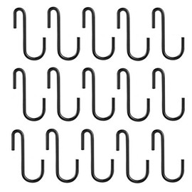 Heavy Duty S Hooks Black S Shaped Hooks Hanging Hangers Hooks for Kitchen, Bathroom, Bedroom and Office: Pan, Pot, Coat, Bag, Plants (15 Pack/S Hook/Black/2.95 inch)