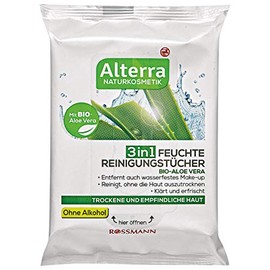 Alterra Feuchte Reinigungstücher Bio-Aloe Vera 25 Stück für trockene & empfindliche Haut, entfernt auch wasserfestes Make-up, reinigt, ohne die Haut auszutrocknen, ohne Alkohol, vegan