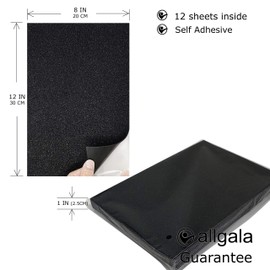 Allgala 12 Pack Glitter EVA Foam Paper 8 x 12inch Sheets-Black Color Self-Adhesive - Perfect for Kids Art Craft Projects and Classrooms or Cosplay DIY Cutters Card Party Decoration
