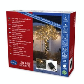 Konstsmide Micro LED Lichterkette, mit Multifunktion, 120 bernsteinfarbene Dioden, 24V Außentrafo, schwarzes Kabel - 3615-800, Bernstein