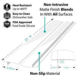 Stove Gap Covers, 2PACK Kitchen Silicone Oven Gap Filler - 21 Inches Countertop Strips Guard, Easy to Clean (White)
