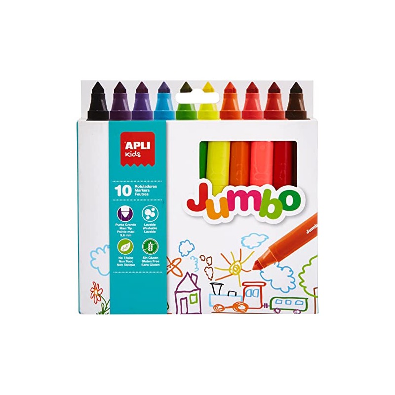 APLI Kids 16804 Jumbo Felt Tip Pens Pack of 10