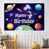 Space Backdrop Astronaut Rocket Planet Happy Birthday Banner Backdrop Outer
