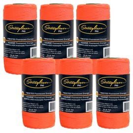 Stringliner 35706 Mason’s Line Replacement Rolls – 1 Lb. #18 Construction Replacement Roll Twisted FL Orange 1080'. (6 Pack)