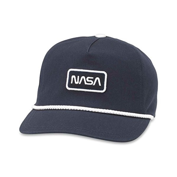 AMERICAN NEEDLE Cappy Trucker Adjustable Snapback Hat, NASA, Navy/White (44720A-NASA)