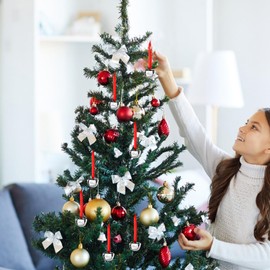 Andibro 12Pcs Christmas Believe Bell Ornaments, 1.5 Inch Christmas Sleigh Bell with Red Ribbon Polar Santa Sleigh Bell Christmas Tree Bell Decoration for Christmas Tree Wedding Baby Shower Home Party