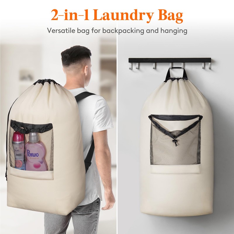 Lifewit 90L Large Laundry Backpack, Heavy Duty Laundry Bag with
