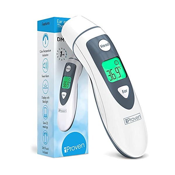 iProven Medical Digital Ear Thermometer with Temporal Forehead Function - Clinically Approved Upgraded Infrared Lens Technology DMT-489 for Better Accuracy - New Medical Algorithm (White)