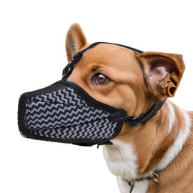 RENEWREVITAL Dog Muzzle, Breathable Puppy Mesh Muzzle, Muzzle for Small Dogs, Anti Bite Chewing Muzzle with Reflective Adjustable Strap, Small, Gray