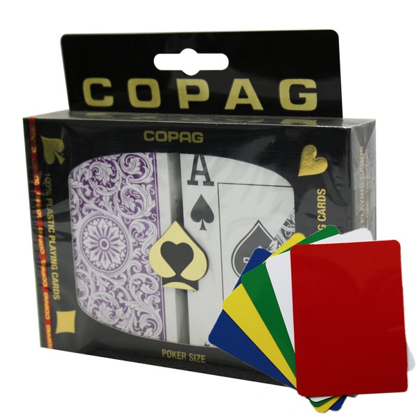 Copag 1546 Plastic Playing Cards Poker Size Jumbo Index Grey Purple Plus 5pc Cut Cards
