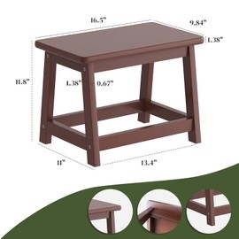 PULIJIAJU Small Bench Seat, Wooden Step Stool, Wood end Table, Wood Bathroom Vanity Bench, Plant Stand, Fishing Stool, Shoe Changing Handmade Stool for Kids or Adults (Coffee-Small)