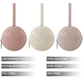 PandaEar 3 Pack Silicone Pacifier Holder Case, Portable Travel Pacifier Pouch for Newborns, BPA-Free Silicone Pacifier Storage Container for Boys & Girls (Pink)