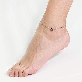 Philip Jones Purple Crystal Anklet Created with Zircondia® Crystals