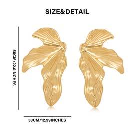 Vintage Leaf Flower Dangle Earrings, Geometric Statement Drop Jewelry