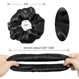 LILYSILK Silk Hair Scrunchies for Frizz Prevention, 100% Mulberry Silk Hair Ties for Breakage Prevention, Elastic Polytail Holders, Black+Rosy Pink