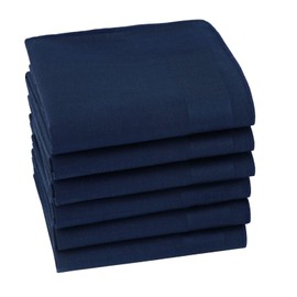 HOULIFE Men's Handkerchiefs - Women's Plain Handkerchiefs Fabric Made of Pure 60S Cotton for Everyday Use Wedding, 40 x 40 cm / 16 x 16 inches, 6/12 Pieces, blue