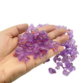 100pcs Mini Resin Duck,15 mm Dollhouse Décor Glow in The Dark for Aquarium Decor Micro Fairy Garden Landscape Hide,Seek Party Toys,Easter Basket Stuffer, Gift for All Ages (Purple)