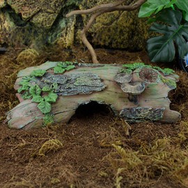 Aquarium Hide Hollow Tree Log Decaying Trunk, Resin Wood Fish Tank Decorations, Reptile Hideout Hut Habitat Cave for Fish and Shrimp to Swim