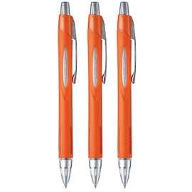 Jet Stream - uni Rubber Body design - 0.7 mm Ballpoint Pen - Black - Orange Silver Body - 3 pcs