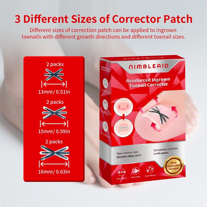 Upgraded Titanium Alloy Ingrown Toenail Corrector with Upgraded 6-Angle Shape,3x