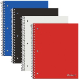 Oxford College Ruled Spiral Notebook 8.5 X 11 - Pack of 4 - College Ruled Paper - 1 Subject - Durable Plastic Cover -100 Sheets With Divider Pocket folder
