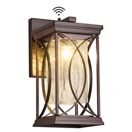 Oil Rubbed Bronze Outdoor Sconce Dusk to Dawn Exterior Light Fixtures Wall Mount Porch Light Modern Outdoor Wall Light Aluminum with Crack-Like Glass IP65 Waterproof Outside Coach Light for House