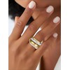 14K Gold Plated Interlocked Stackable Rings for Women - Gold