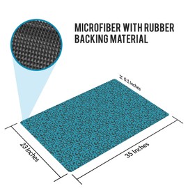 Shape28 Floor Mat Ultra-Thin Kitchen Bathroom Rug with Non Slip Rubber Backing 35”x23” Blue Design 3P